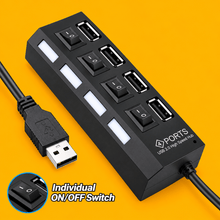 Load image into Gallery viewer, Multi-Port USB 2.0 Hub with Individual ON/OFF Switches