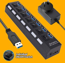 Load image into Gallery viewer, Multi-Port USB 3.0 Hub with Power Adapter - BrickFans