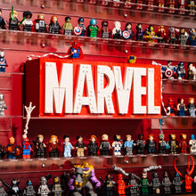 Load image into Gallery viewer, BrickFans Premium Wall-Mounted Display Case for LEGO® Marvel Logo & 124 Minifigures