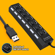 Multi-Port USB 2.0 Hub with Individual ON/OFF Switches