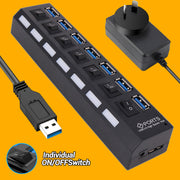 Multi-Port USB 3.0 Hub with Power Adapter - BrickFans