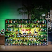 Load image into Gallery viewer, BrickFans Premium Wall-Mounted Display Case for 120 Minifigures &amp; LEGO® NINJAGO™ Micro Modular City Sets
