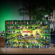 BrickFans Premium Wall-Mounted Display Case for 120 Minifigures & LEGO® NINJAGO™ Micro Modular City Sets