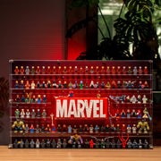 BrickFans Premium Wall-Mounted Display Case for LEGO® Marvel Logo & 124 Minifigures - BrickFans