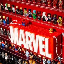 Load image into Gallery viewer, BrickFans Premium Wall-Mounted Display Case for LEGO® Marvel Logo &amp; 124 Minifigures
