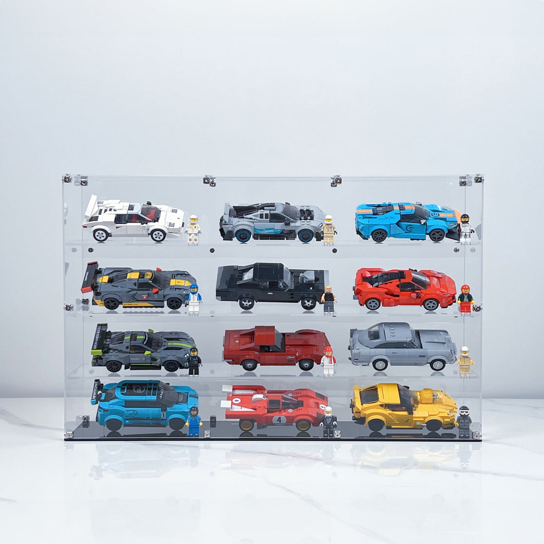 BrickFans Premium Display Case for 12 x Speed Champions Cars (4x3)