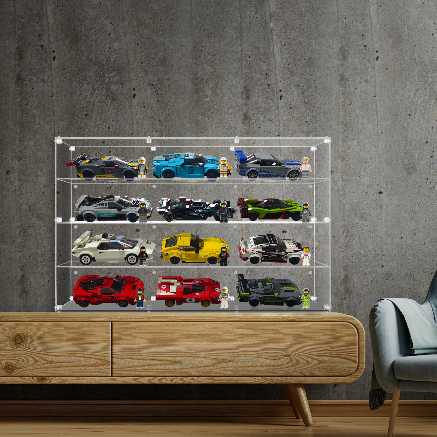 BrickFans Premium Display Case for 12 x Speed Champions Cars (4x3)