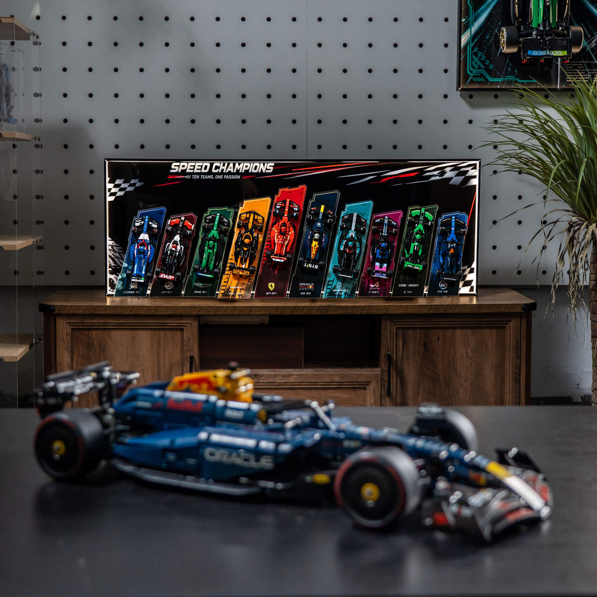 Premium LED Wall Display Frame for 10 LEGO® Speed Champions F1 Cars (77242–77251)