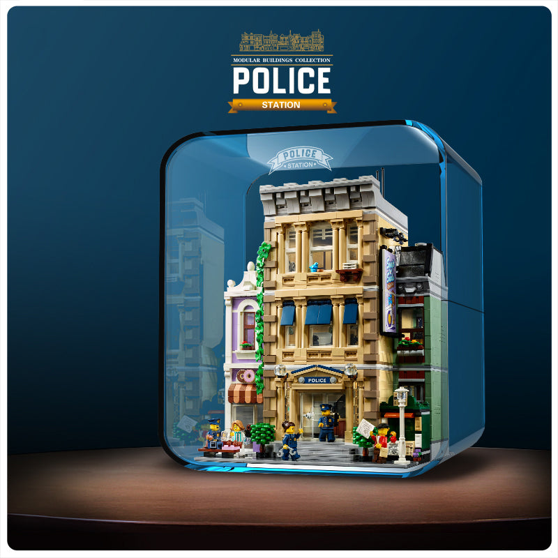Lego Police Station 10278 Display Case - Crystal blue